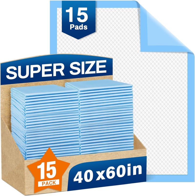 MILDPLUS Bed Pads Disposable 40"X60" Super Absorbent Pee Pads, Oversized Underpads for Adults, Elderly, Pets [150x200CM, 15pcs] - Image 1